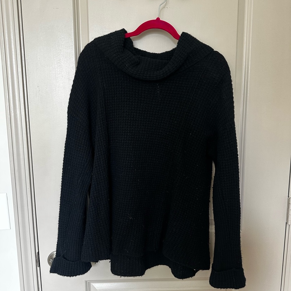 FREE PEOPLE Oversized Waffle-Knit Tunic Sweater